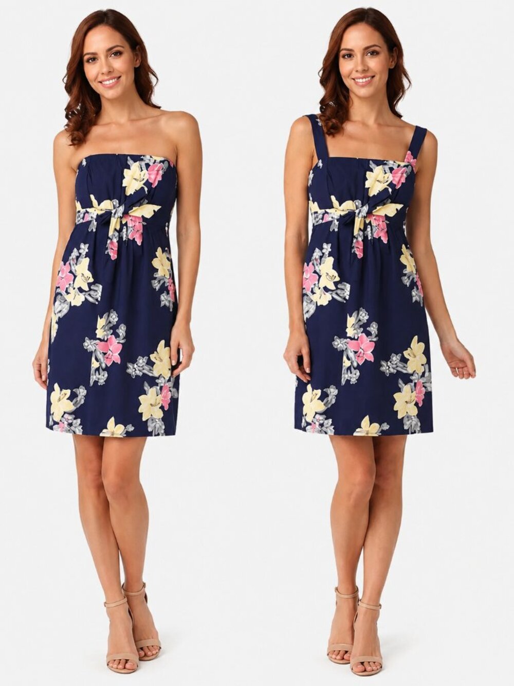 Vintage 2000s Lilly Pulitzer Avaline Dress S Navy Floral Strapless Resort Summer